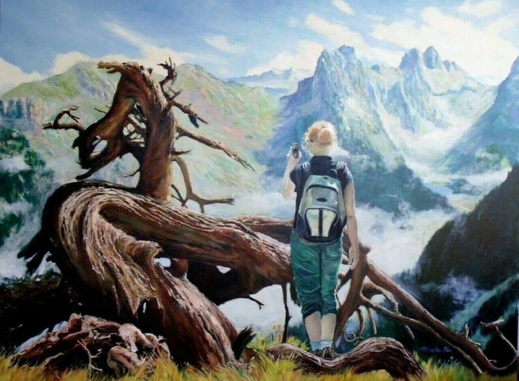 Wegscheide, Gemälde von Martin Eller, Öl und Tempera 90 x 120 cm (verkauft)