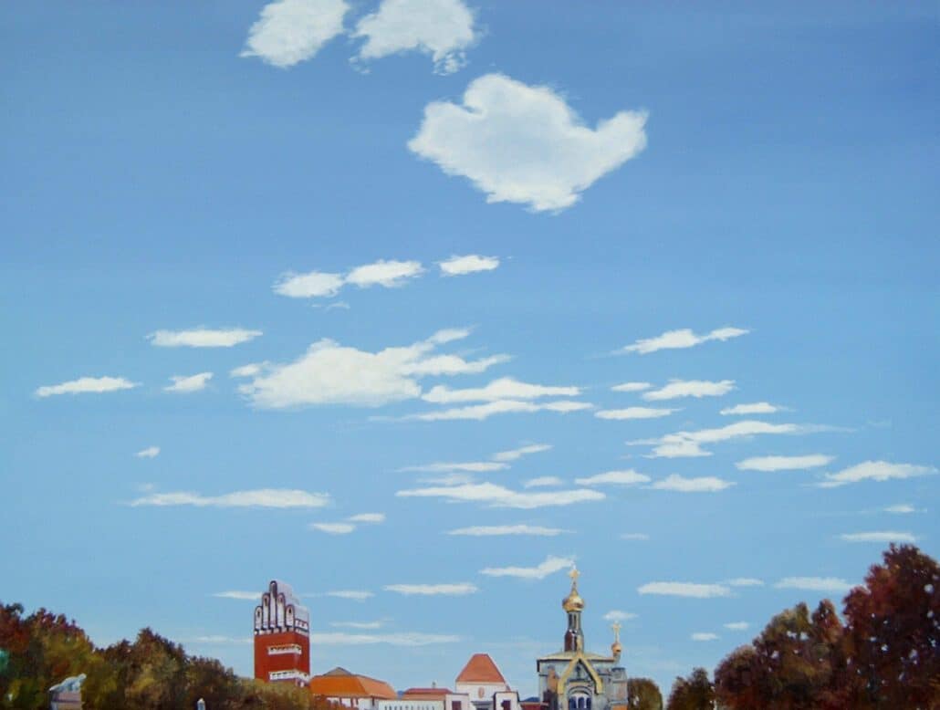 WVZ 1828 90 120, Himmel über Darmstadt, Öl auf Leinwand 90 x 120 cm (verkauft)