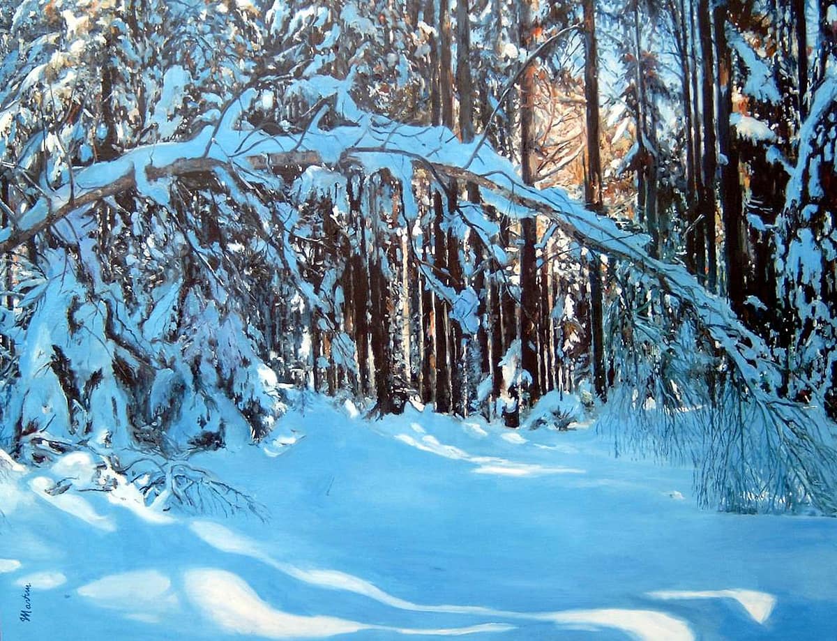 WVZ 1628 Promenade en hiver (Spaziergang im Winter), Öl auf Leinwand 100 x 130 cm (verkauft).