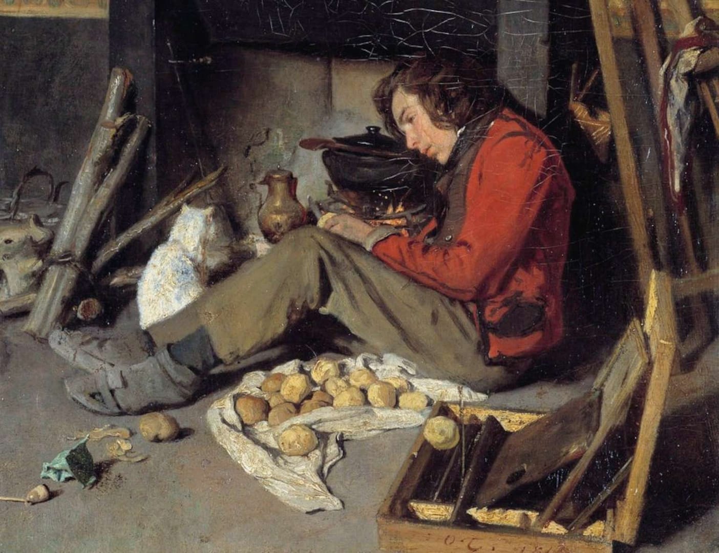 Ein Maler in der Nähe seines Kamins von Octave Tassaert (1800-1874)